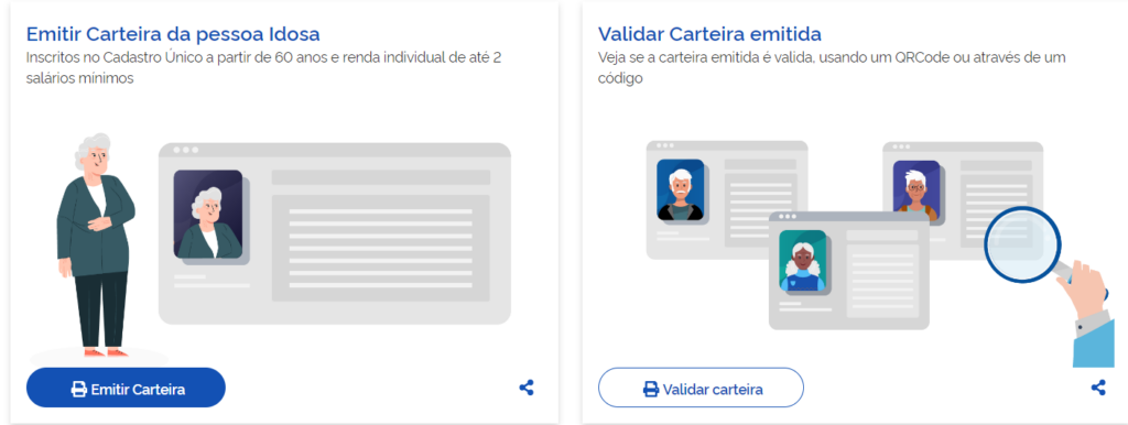 Emitir carteira de pessoa idosa. (Fonte: Reprodução Governo Federal).