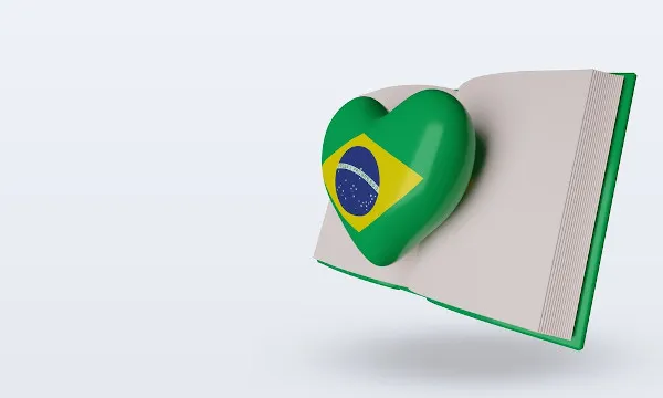 Livro com um coração com a bandeira do Brasil. (Fonte: Reprodução Google)